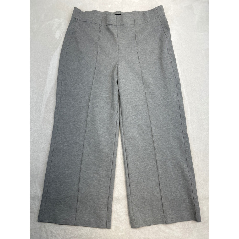 Jones New York Pants Womens 2X Gray Wide Leg Pintuck Pull On Trousers Stretch